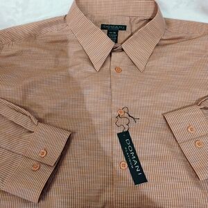 Domani Mens 3XL Long Sleeve Button Shirt‎ Dusty Pink Micro Check NEW NWT K